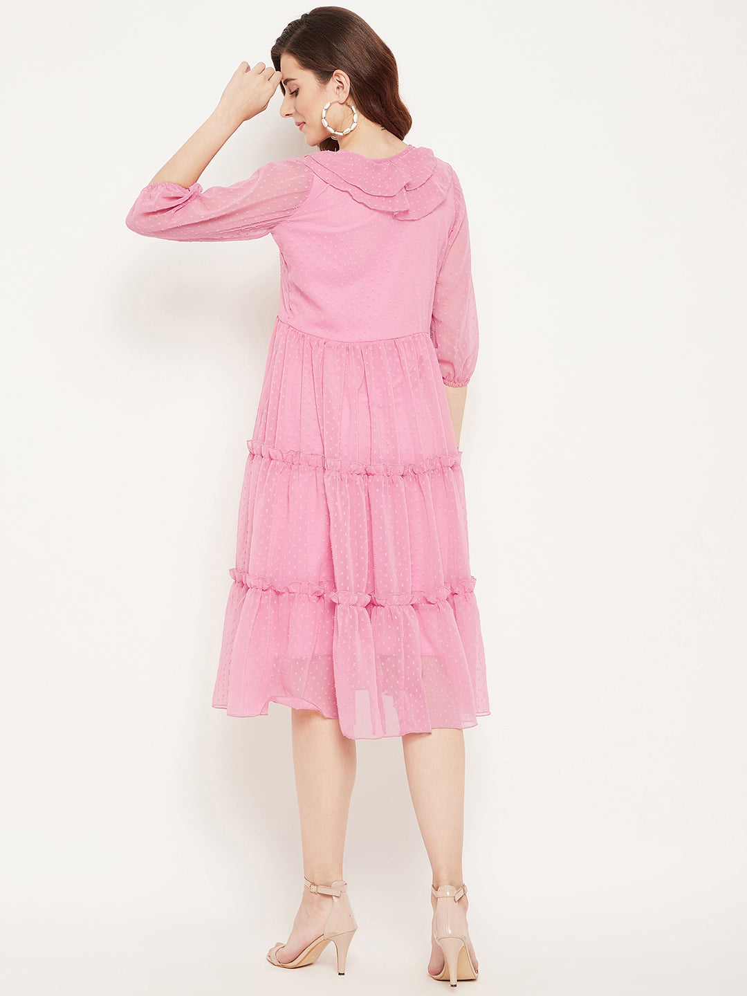 Pink Georgette Midi Dress