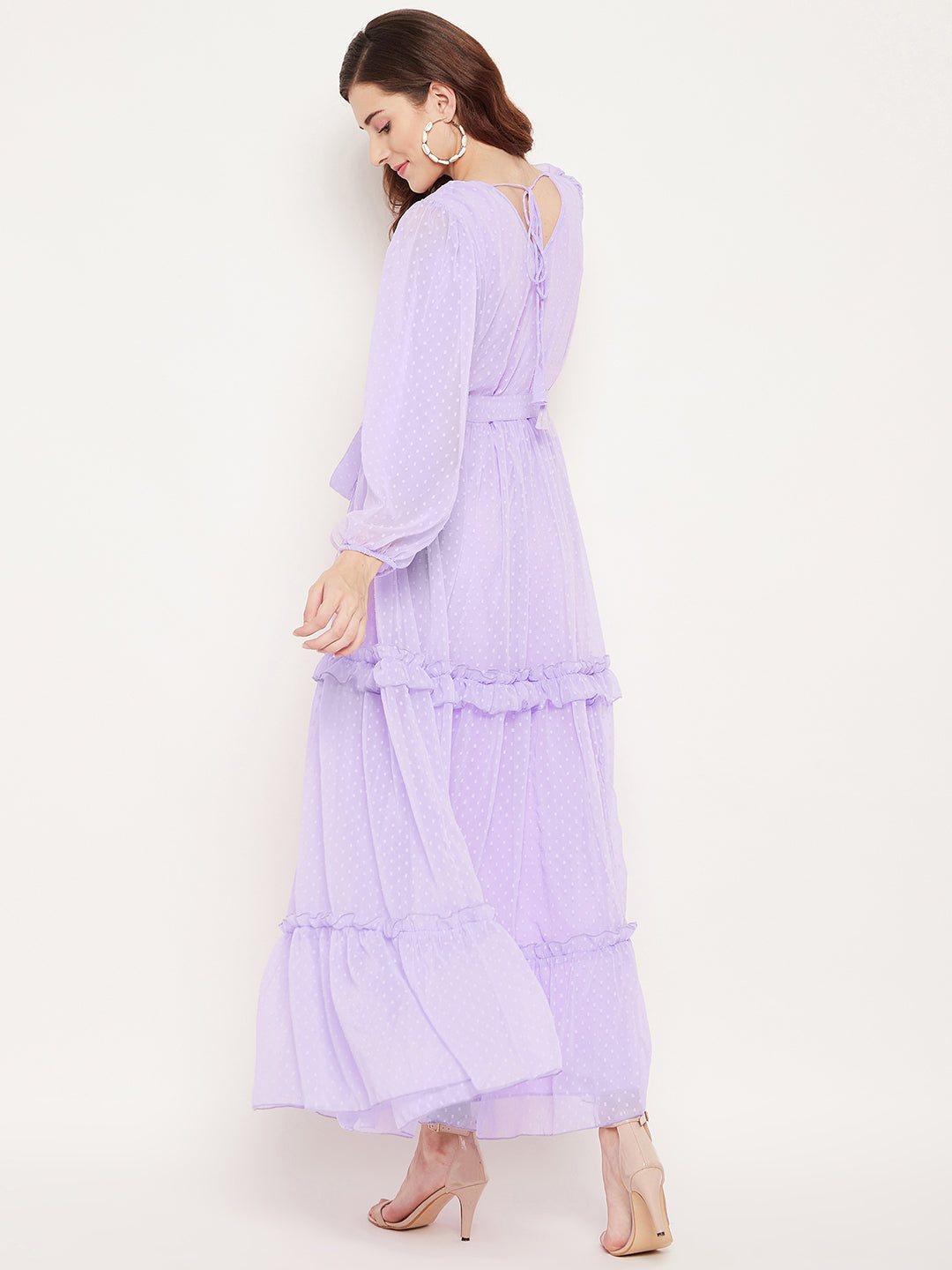 Women Mauve Georgette Maxi Dress