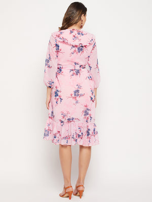 V-Neck Floral Printed Georgette Dress