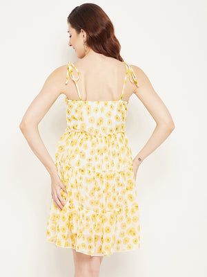 Yellow Floral Georgette Dress