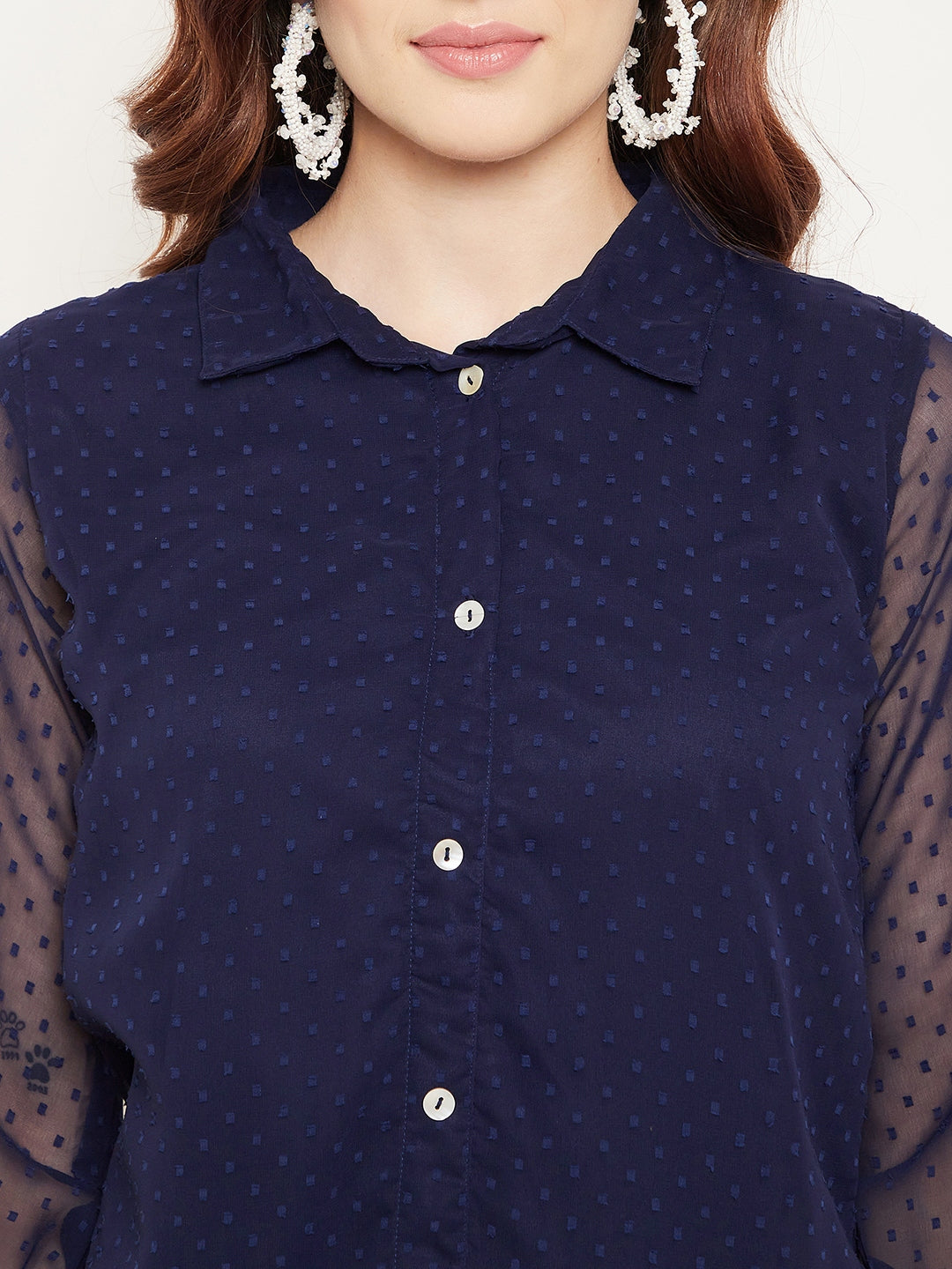 Navy Blue Shirt Collar Tunic