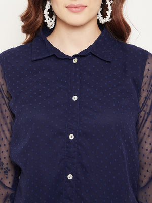 Navy Blue Shirt Collar Tunic