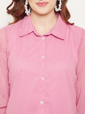 Women Rose Shirt Collar Tunic