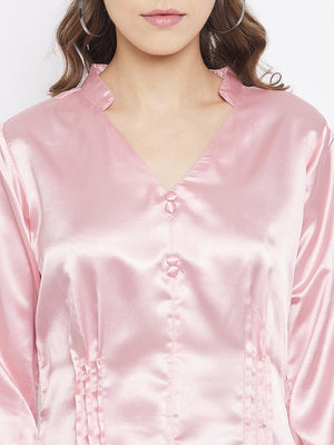 Pink Print Satin Top