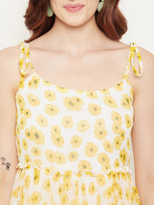 Yellow Floral Georgette Dress