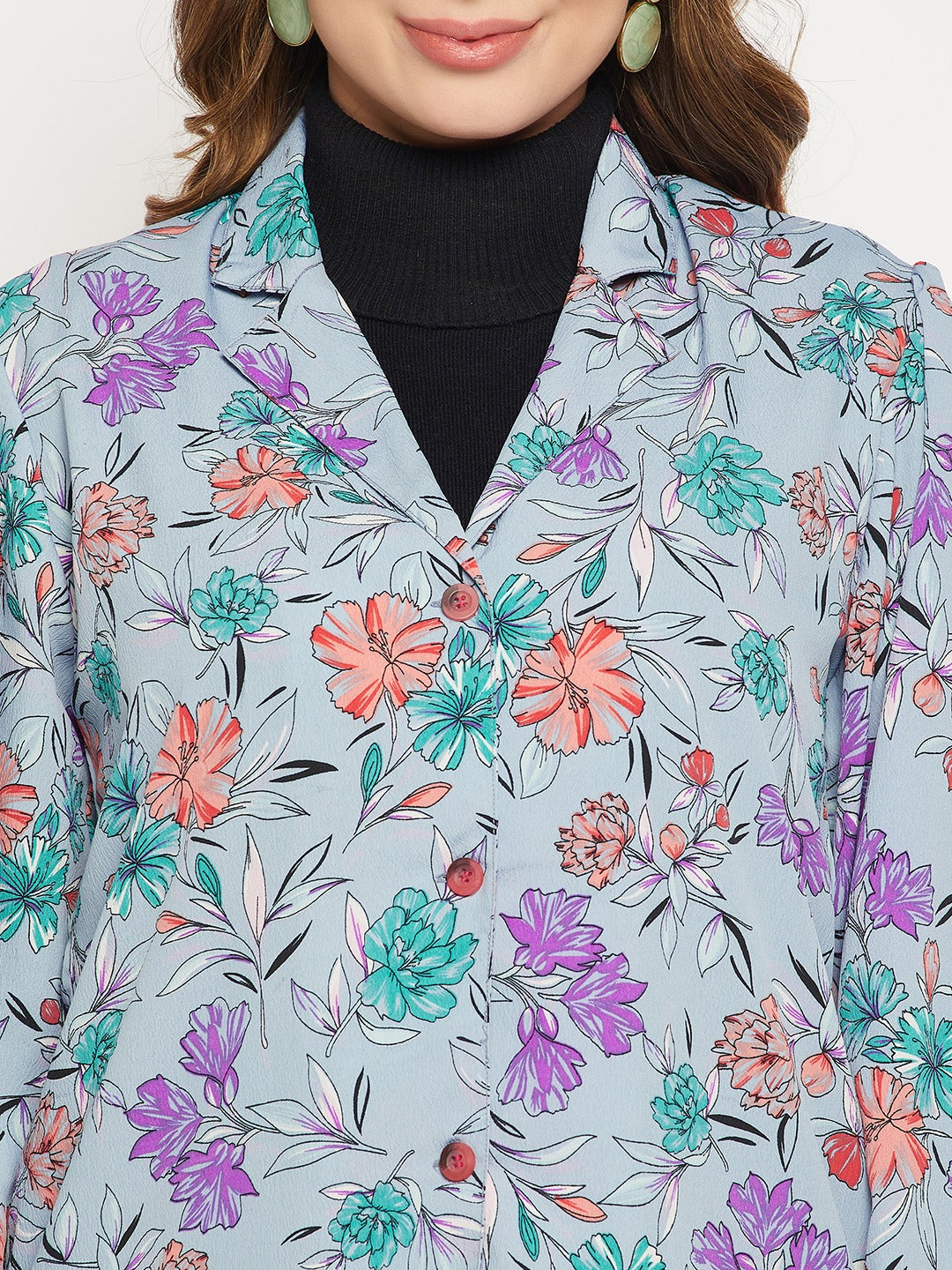 Long Sleeves Relaxed Floral Printed Casual Shirt