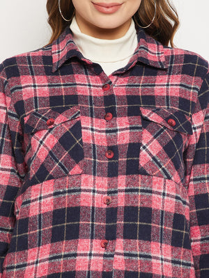 Women Regular Fit Self Design Button Down Collar Casual Shirt