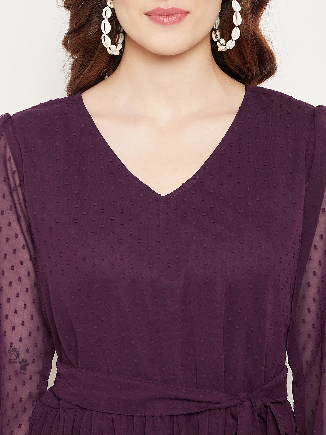 Burgundy Georgette Maxi Dress