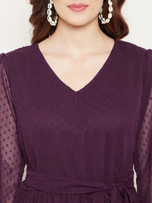 Burgundy Georgette Maxi Dress