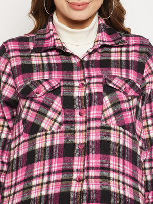 Women Relaxed Tartan Checks Checked Cotton Casual Shirt