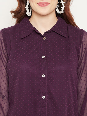 Burgundy Shirt Collar Tunic