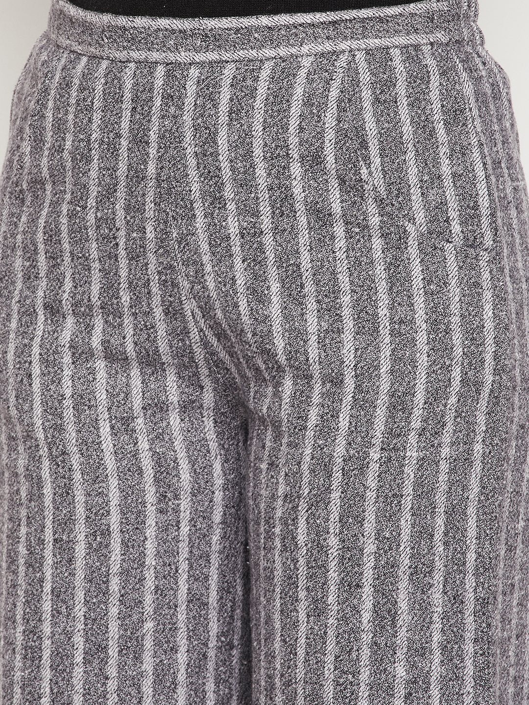 Women Striped Relaxed Flared Wrinkle Free Cotton Trousers