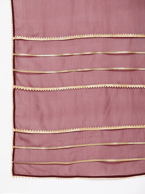 Silk Blend Woven Kurta Skirt and Dupatta Set