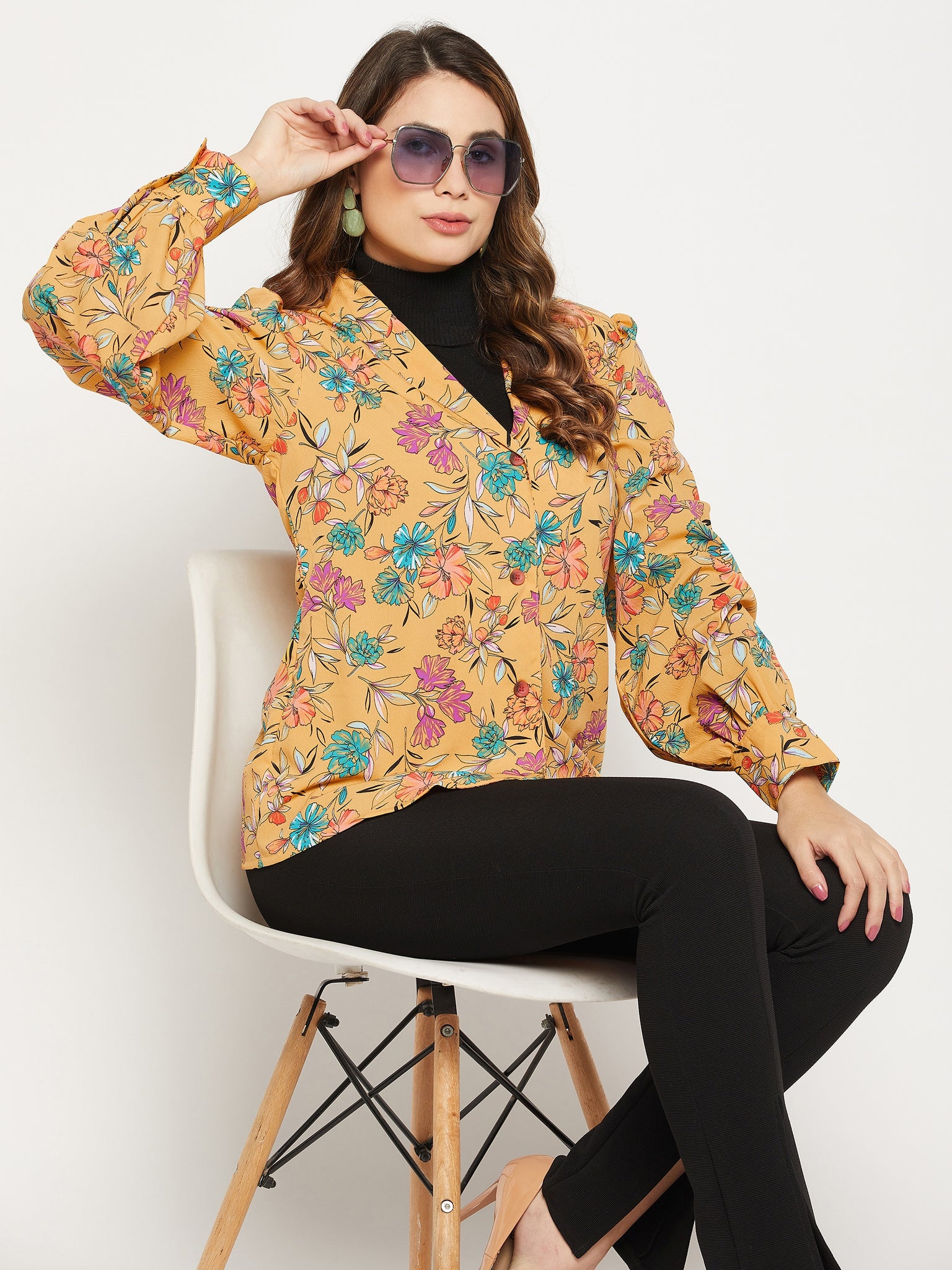 Long Sleeves Relaxed Floral Printed Casual Shirt