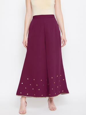 Burgundy Hand Sequinned Sharara (Sku- BLJM20205).