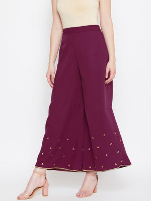 Burgundy Hand Sequinned Sharara (Sku- BLJM20205).