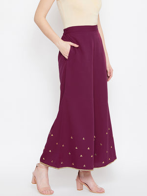 Burgundy Hand Sequinned Sharara (Sku- BLJM20205).