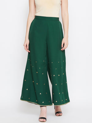 Green Hand Sequinned Sharara (SKu- BLJM20207).