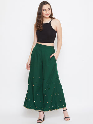 Green Hand Sequinned Sharara (SKu- BLJM20207).