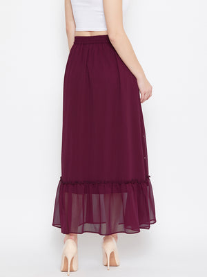 Burgundy Hand Sequinned Gathered Skirt (Sku- BLJM20228).