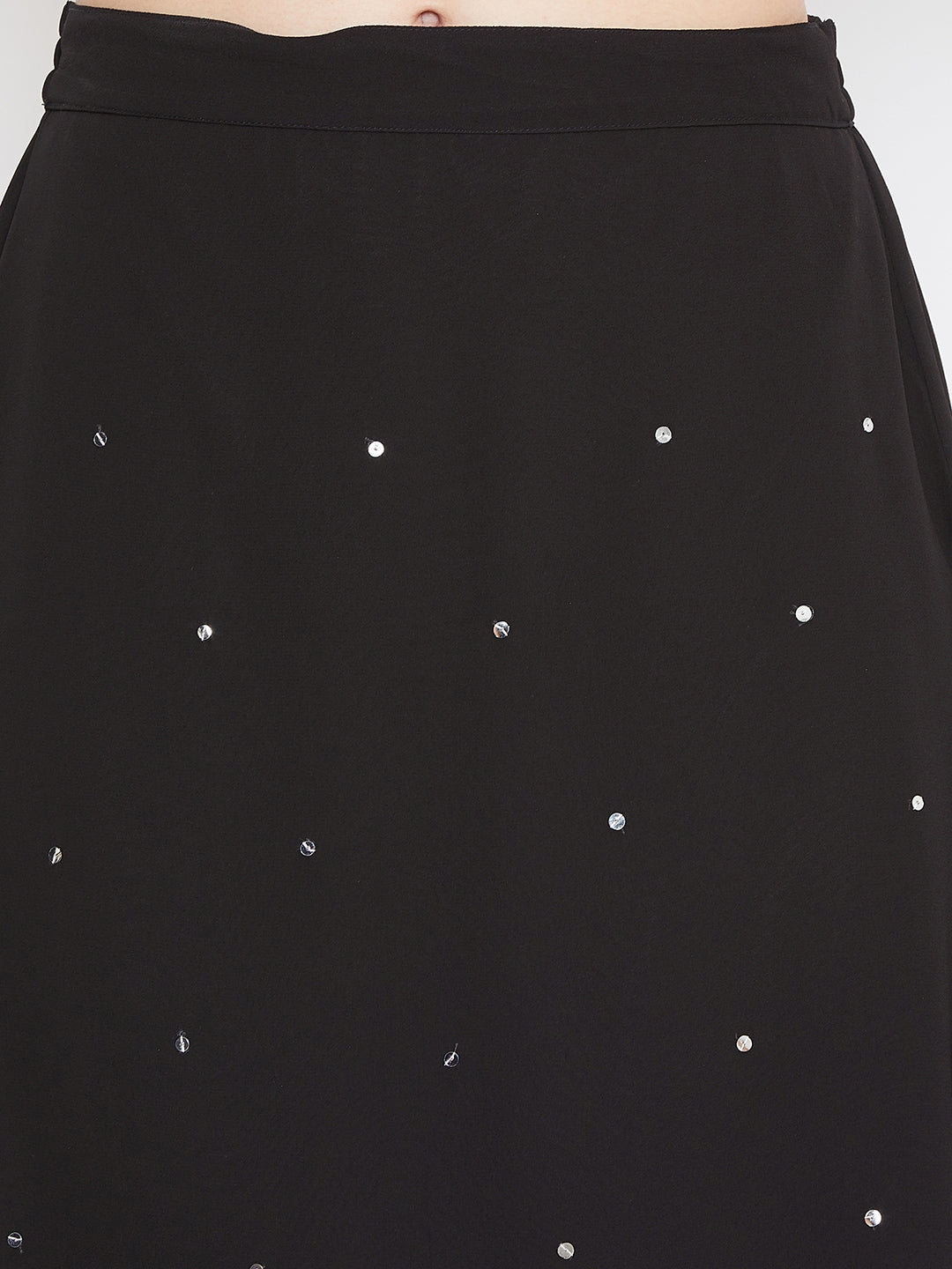 Black Hand Sequinned Gathered Skirt (Sku- BLJM20229).