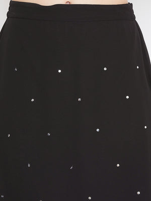 Black Hand Sequinned Gathered Skirt (Sku- BLJM20229).