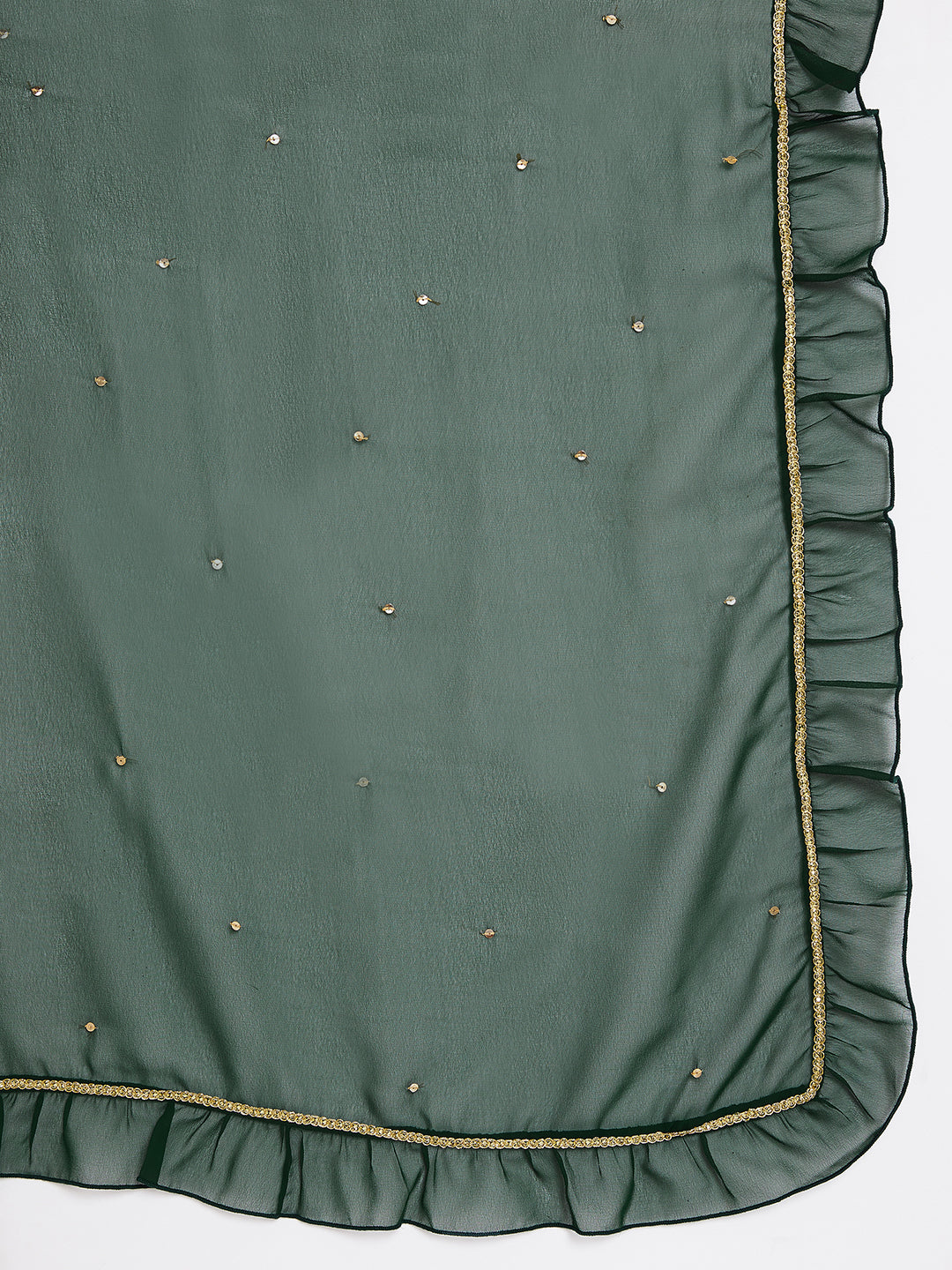 Women Green Georgette Solid Dupatta.