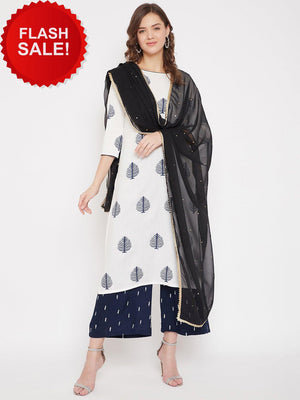 Women Black Georgette Solid Dupatta (SKU-BLJM21SP42).