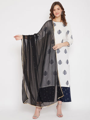 Women Black Georgette Solid Dupatta (SKU-BLJM21SP42).