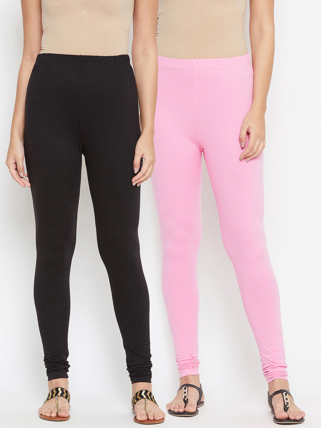 Pink & Black Churidar Legging Combo (Sku- LEGCO12955).