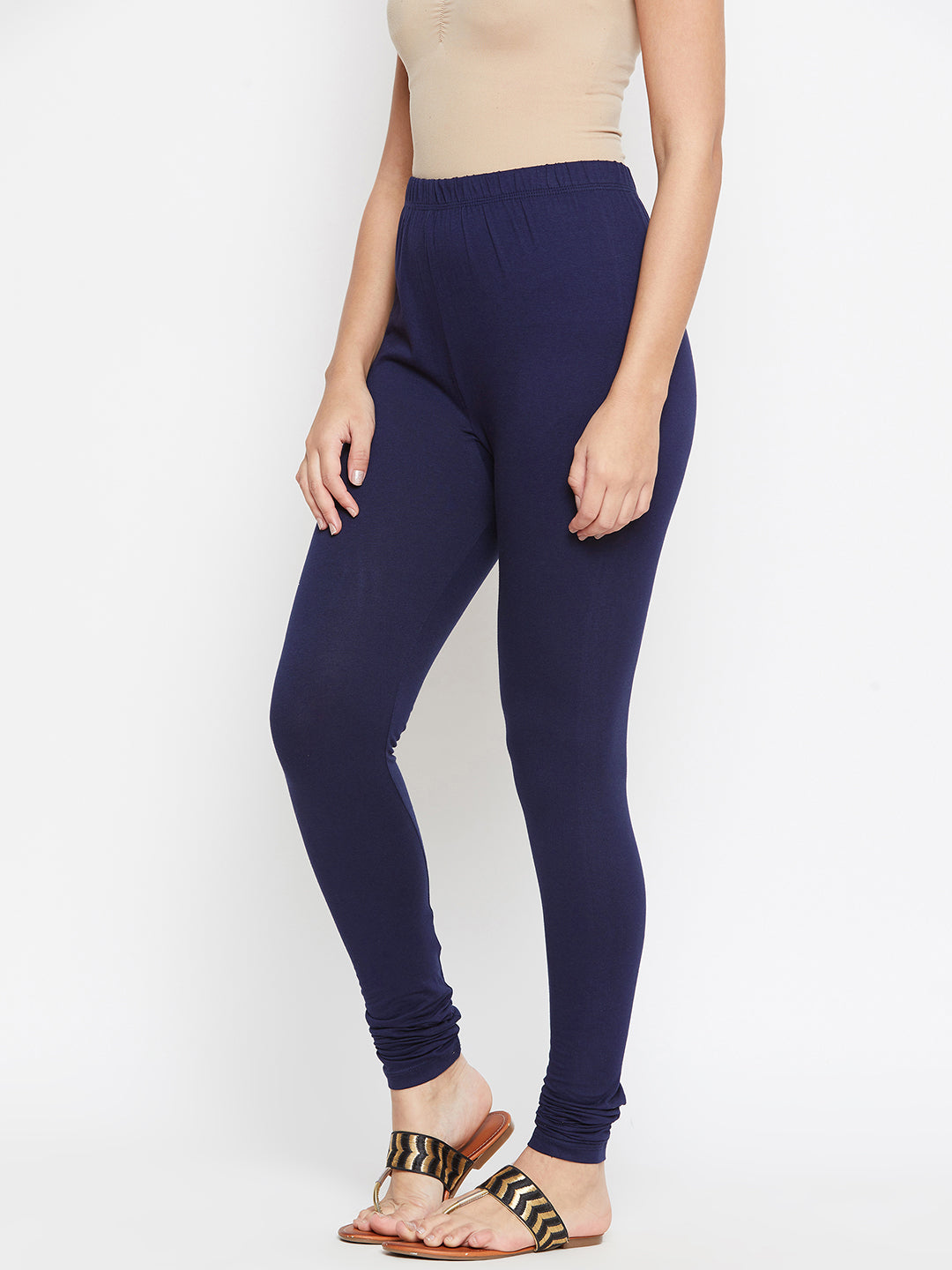 White & Navy Blue Churidar Legging Combo (Sku- LEGCO12956).