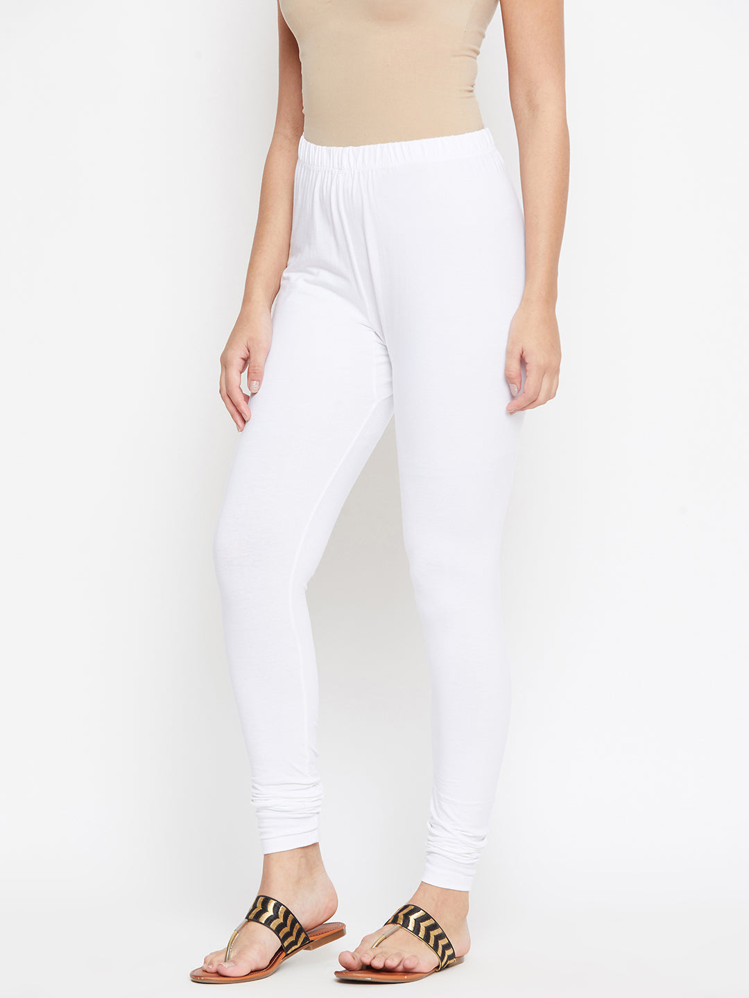 White and Pink Churidar Legging Combo (LEGCO12957).