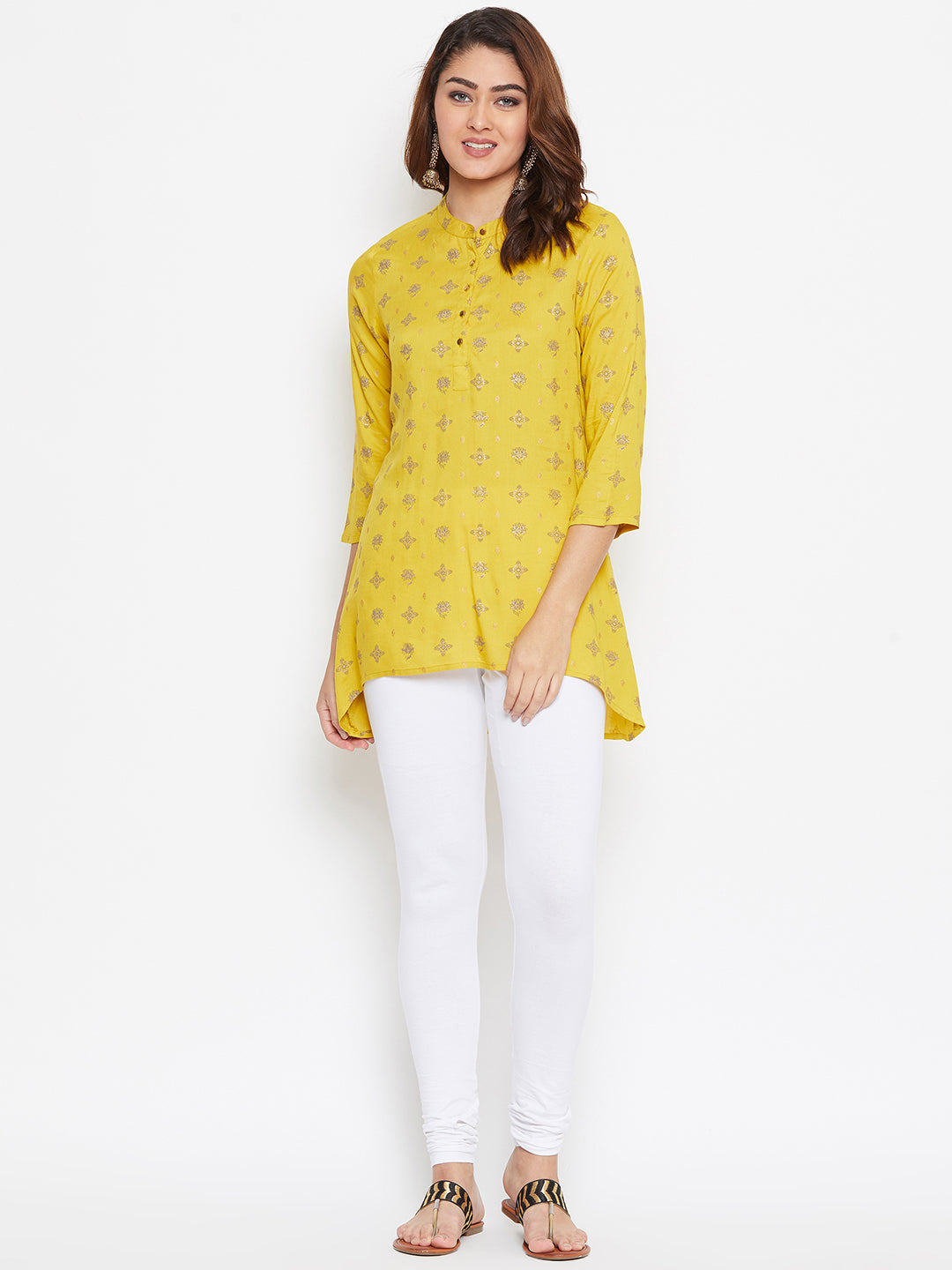 Green and White Churidar Legging Combo (Sku-LEGCO12963).