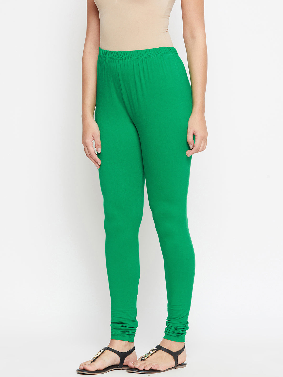 Green and White Churidar Legging Combo (Sku-LEGCO12963) - BITTERLIME