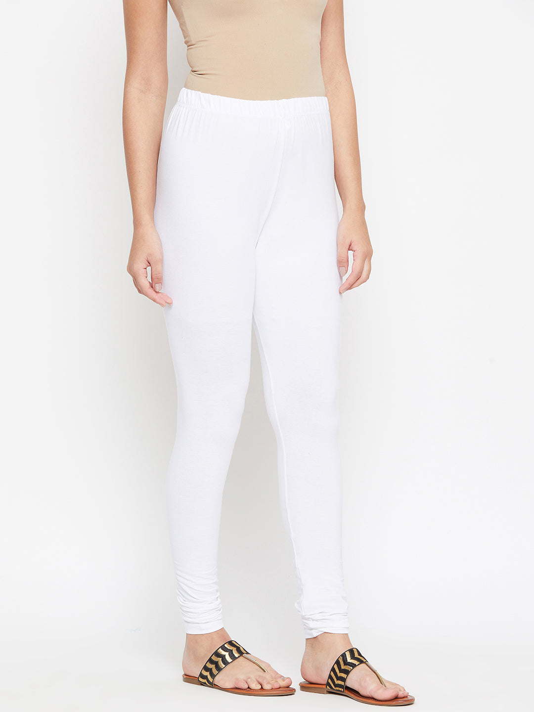 Green and White Churidar Legging Combo (Sku-LEGCO12963).