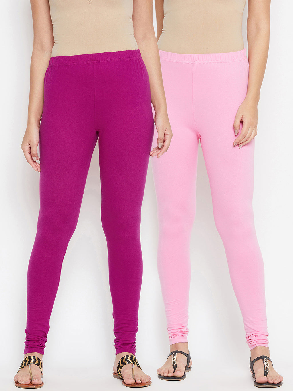 Magenta and Pink Churidar Legging Combo (Sku- LEGCO12965).