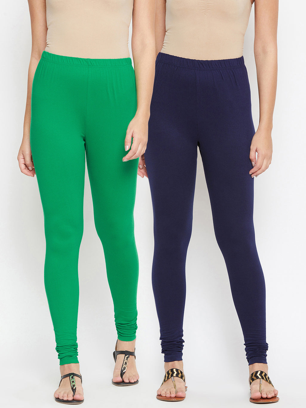 Green & Navy Blue Churidar Legging Combo (Sku-LEGCO12969).