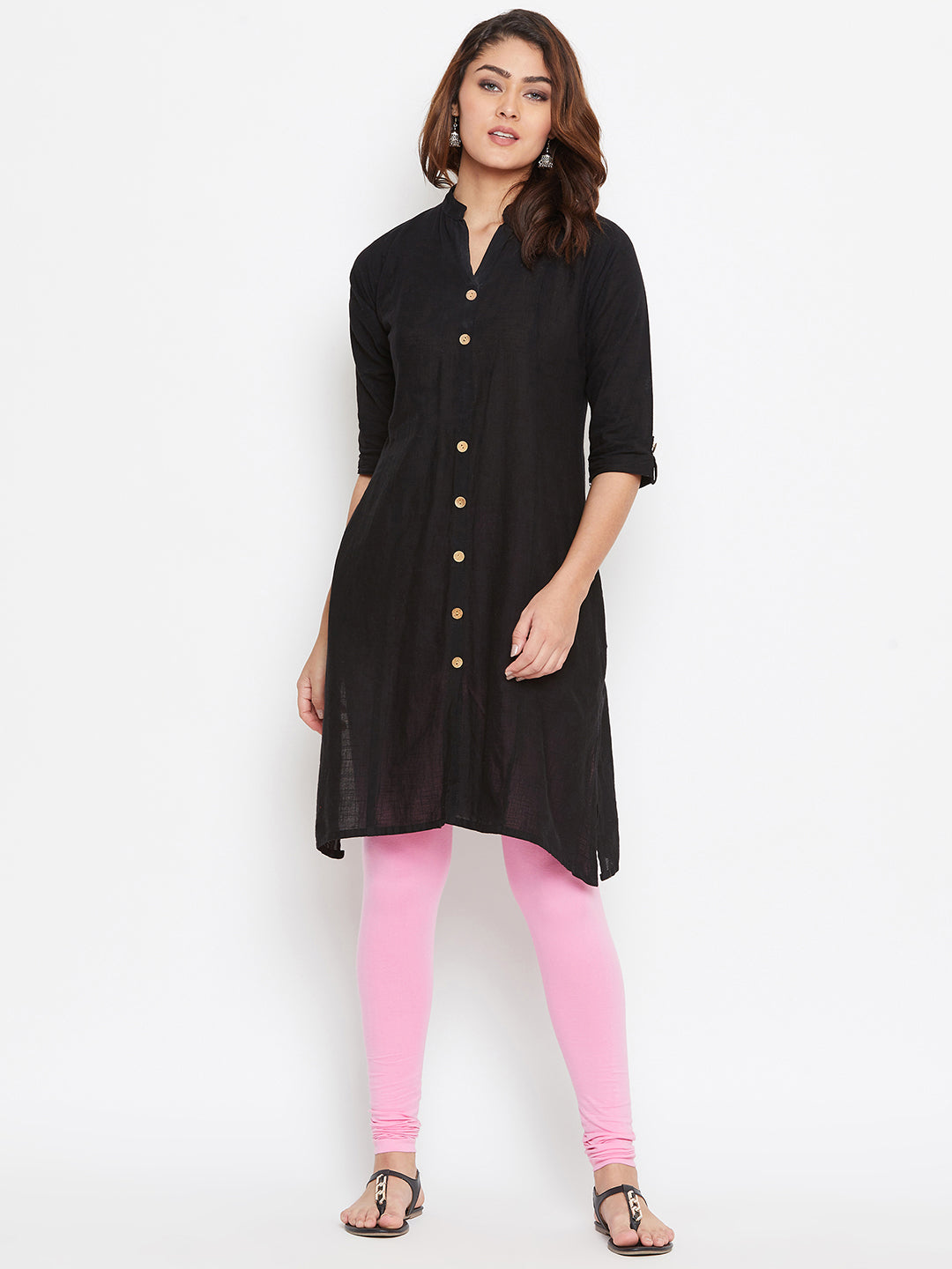 Buy Pistaas Womens Cotton Readymade Black Kurta and Yellow Legging Set  Small at Amazonin