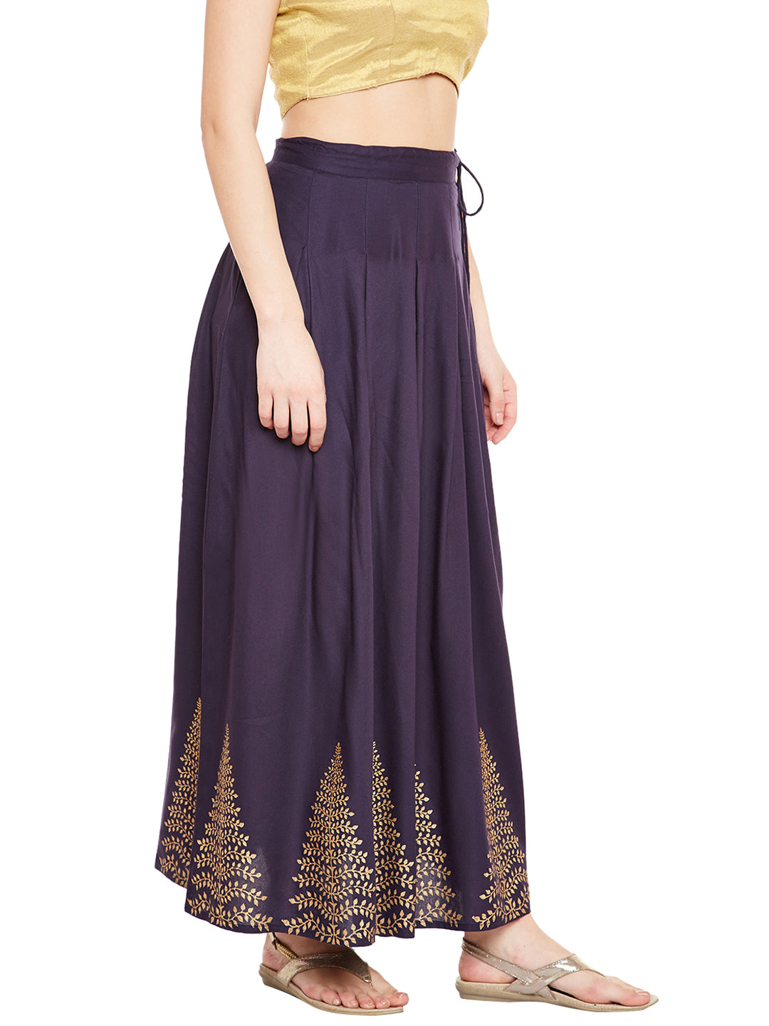 Navy Blue Block Printed Skirt.