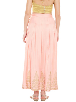 Peach-Coloured Block Print  Skirt.