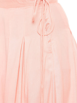Peach-Coloured Block Print  Skirt.