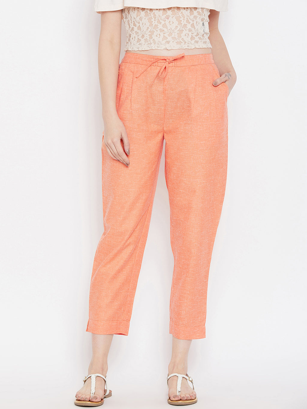 Coral Relaxed Fit Trousers( Sku-BLMD1903).