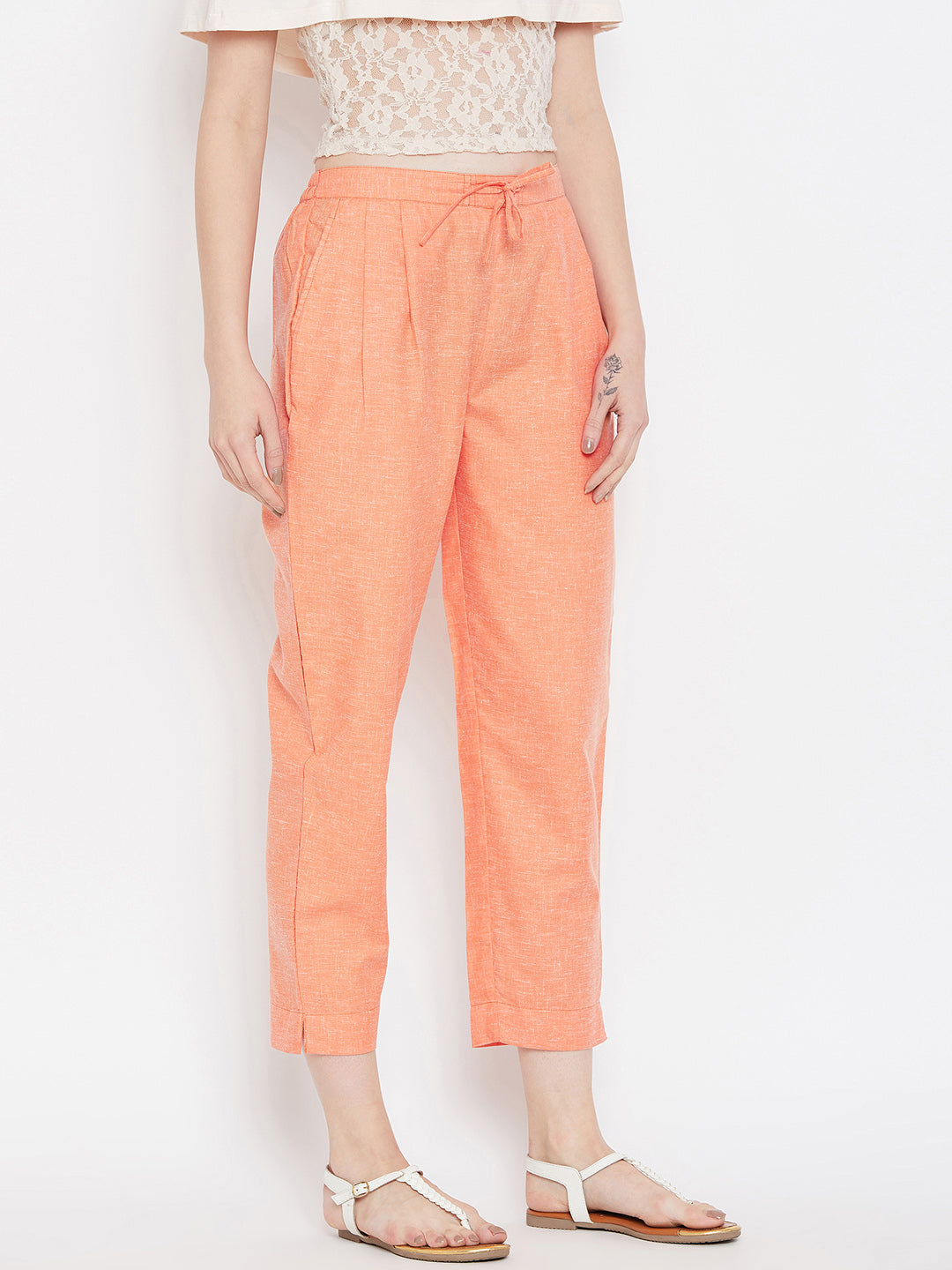 Coral Relaxed Fit Trousers( Sku-BLMD1903).