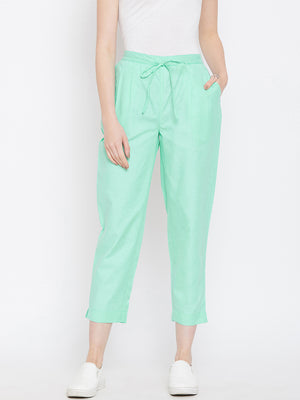 Straight Aqua Green Trouser(Sku-BLMD1911).