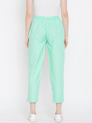 Straight Aqua Green Trouser(Sku-BLMD1911).
