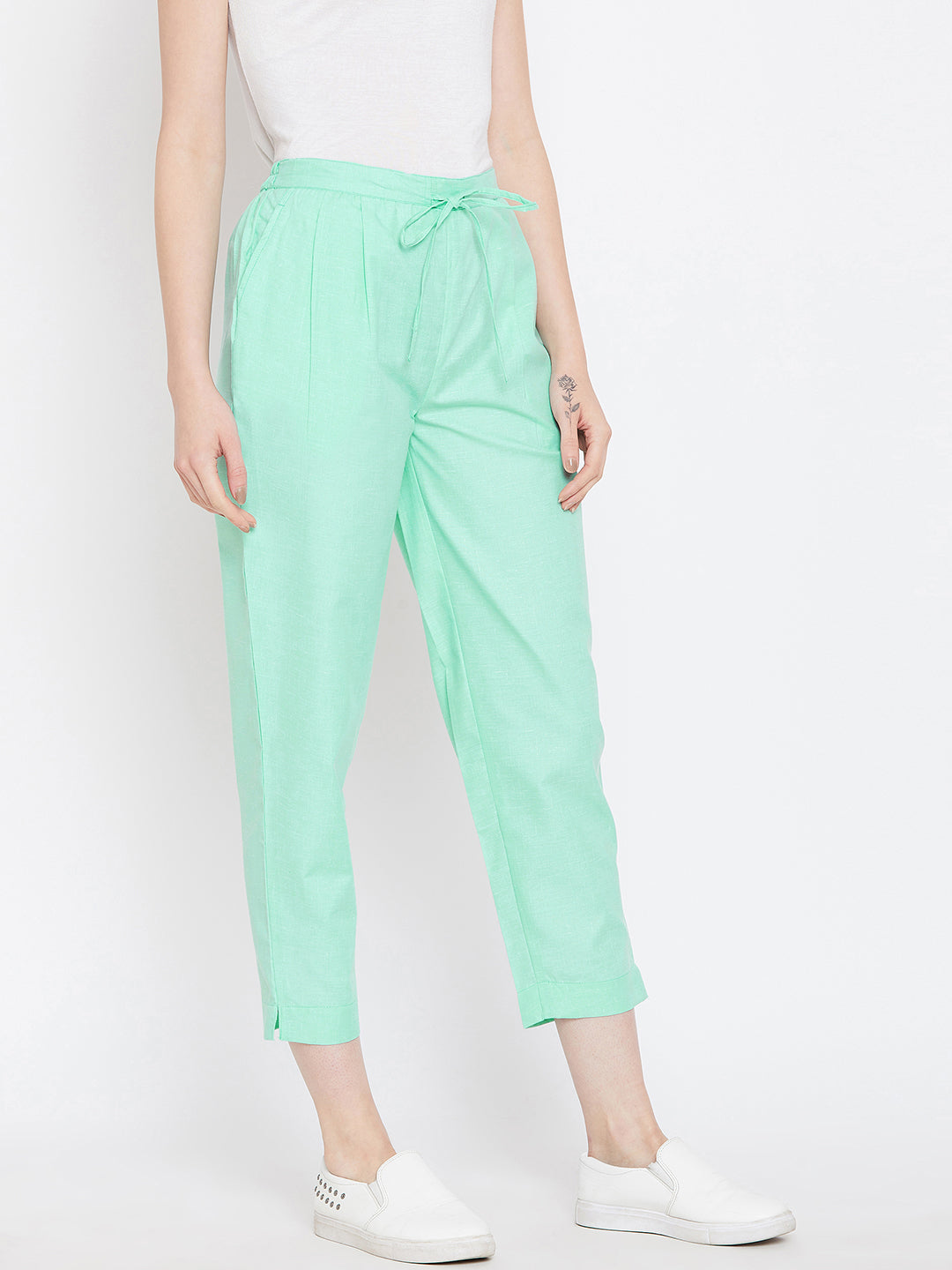 Straight Aqua Green Trouser(Sku-BLMD1911).