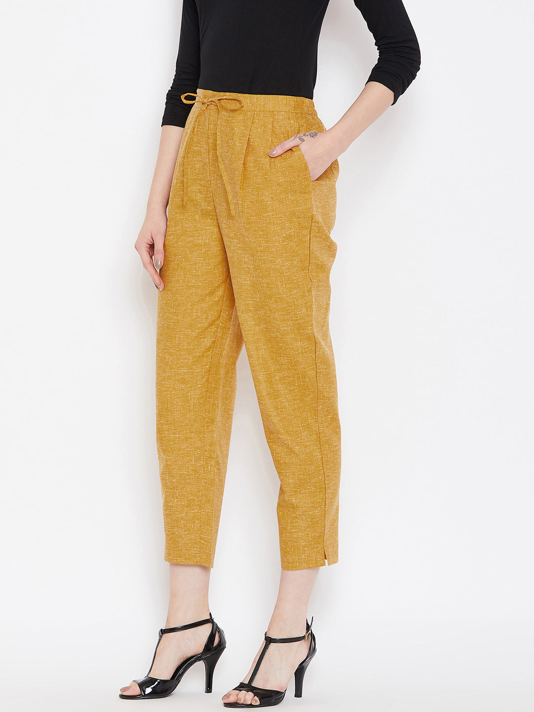 Straight Mustard Trouser(Sku-BLMD1914).