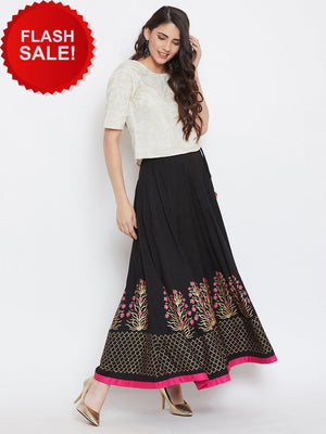 Flower block printed skirt.