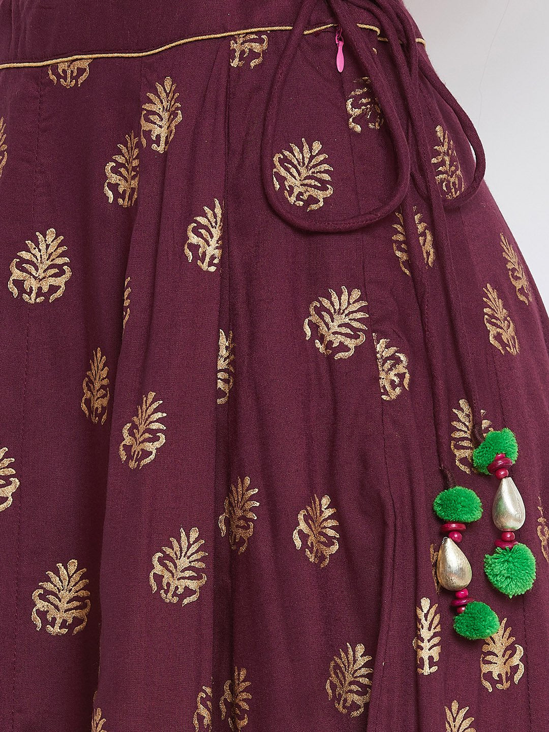Flower buti block printed skirt.