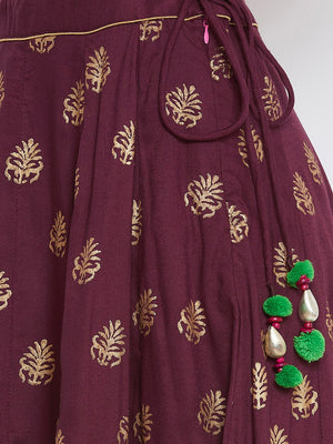 Flower buti block printed skirt.